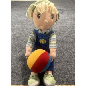 Vintage 2001 Zapf Creation "Maggie Raggies" Boy Cloth Doll Overalls & Ball Plush